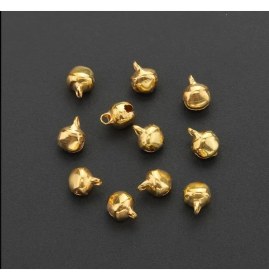 Resim Ozn Aksesuar Gold Parlak Kulplu Çan Zil Hayvan Tasma Zili Amigurumi Zili Kına Gecesi Tef Yapımı Zili 12MM 50 Adet 
