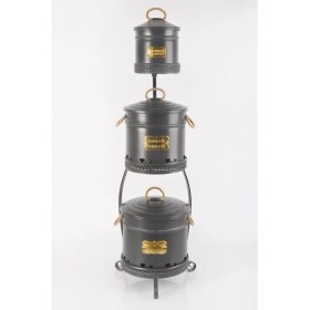 Resim Evistro Metal Standlı 3 Katlı Patates Soğan Sarımsak Saklama Kovası Antrasit 