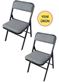 Resim Hey 2'li Katlanır Kamp Sandalyesi Piknik Sandalye Kazayağı Siyah 