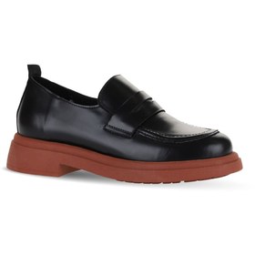 Resim Bueno Shoes Siyah Pembe Açma Deri Kadın Loafer 01wz4000 