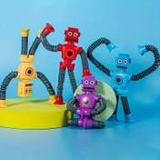 Resim 4 Adet Rastgele Renkli Esnek Eklemli Plastik Robot Oyuncaklar, Emiş Kupaları ile, Araba, Banyo, Yatak Odası için Uygun, Eğitici Yenilikçi Oyuncak, Plastik Malzemeden Yapılmış, Çeşitli Renkler, Noel ve Halloween Kış Hediyeleri için Mükemmel 