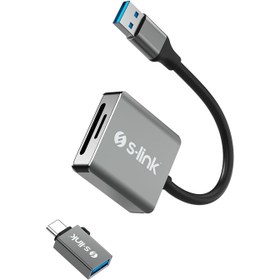 Resim SL-CR21 TypeC ve USB3.0 SD-Micro SD 110M-S Hızlı 2 in 1 Metal Kart Okuyucu 