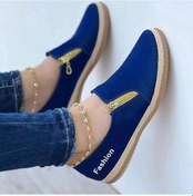 Resim Mavi Bir Beden Sipariş Edin Kadın Spor Ayakkabı Düz Ayakkabı Rahat Yumuşak Taban Fermuar Slip-on Loafer'lar Anne Ayakkabısı Artı Boyutu 35-43 35 Mavi 