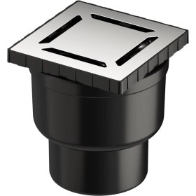 Resim V-Flow Kare 5608277 Duş Kanalı, Alttan Çıkışlı, 10X10 Cm, Dk 100 Kapak, Parlak Krom 