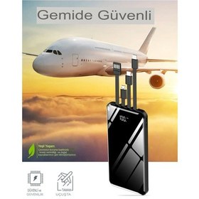Resim 10.000 Mah Prime Dijital Göstergeli Dahili Çoklu Kablolu Powerbank, Taşınabilir Siyah Şarj Siyah 