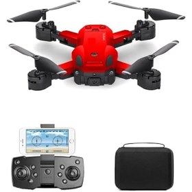 Resim Başlangıç Drone 720P HD Kameralı Drone Katlanabilir Taşıma Çantalı 4 Pervaneli Havada Sabit Kalma Özellikli (kırmızı) 
