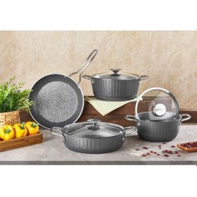 Resim Remetta Granit Delüx 7 Parça Tencere Takımı-gri 