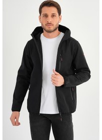 Resim Alexander Gardi Alexandergardı Fermuarlı İçi Polarlı Su İtici Softshell Kumaş Kapüşonlu Mont E24-mnt-01 Siyah 
