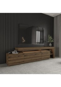 Resim Beliz Modern LED Işıklı 3 Kapaklı, Raflı TV Sehpası – 192 cm 