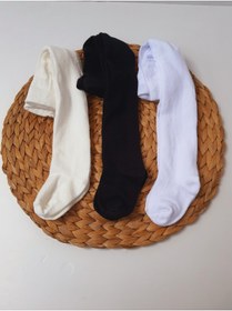 Resim PİLEKİ BABY 3 Adet Kız Bebek Çocuk Düz Desen Külotlu Çorap Pamuklu Esnek Likralı Okul Çorabı 