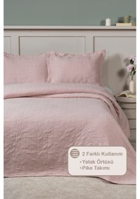 Resim Elart Infınıtıy Yatak Örtüsü Seti Çift Kişilik 240x250 Cm Gülkurusu Gülkurusu 