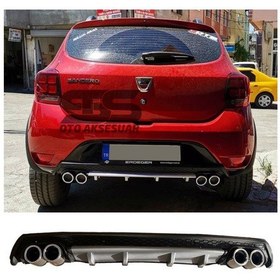 Resim Dacia Sandero Difüzör Arka Tampon Eki 4 Egzoz Çıkışlı Gri Lüx Tip 