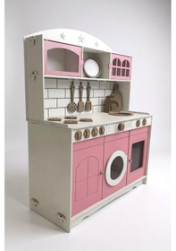 Resim Boyalı Ahşap Oyuncak Mutfak Servis Seti 