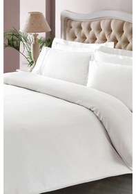 Resim Taç Premium Basic King Size Nevresim Takımı Stripe Beyaz (498625127) Beyaz 
