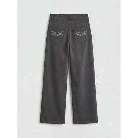 Resim LC Waikiki Lcw Kids Gri Wideleg Nakışlı Kız Çocuk Gabardin Pantolon 