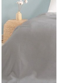 Resim Tek Kişilik Gri Dama Desenli Pike. Damalı Otel Pikesi 160x230 