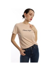 Resim Kadın Minimal Project Basklı Tişört Bej 
