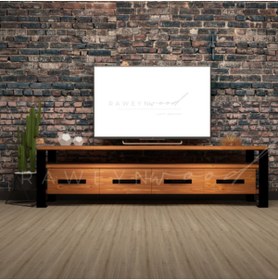 Resim deryawood Raweyn Masif Ağaç Çekmeceli Tv Sehpası Ceviz 260cm*45cm*55 Cm 