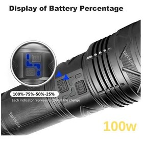 Resim Or-g500 100w Ultra Güçlü Şarj Edilebilir El Feneri - Powerbank Özellikli, 1000 Metre Teleskopik Zoomlu Siyah 