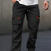 Resim Erkekler için çok cepli, bağcıklı, yan cepli, rahat kargo pantolonları - Rahat ve fitness için ideal, tüm mevsimler için giyilebilir, rahat kıyafetler|Cepli pantolonlar|Ayarlanabilir bel bandı 