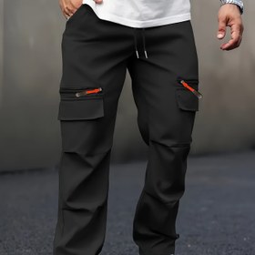 Resim Erkekler için çok cepli, bağcıklı, yan cepli, rahat kargo pantolonları - Rahat ve fitness için ideal, tüm mevsimler için giyilebilir, rahat kıyafetler|Cepli pantolonlar|Ayarlanabilir bel bandı 