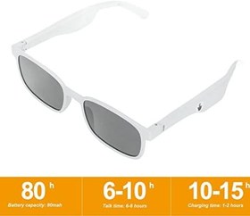 Resim Akıllı Gözlükler Çift Mikrofonlar Gözlükler Dış Mekan Kullanımı İçin Hafif Ayrılabilir Ön Çerçeve Açık Kulak Sesi (Gri beyaz) 