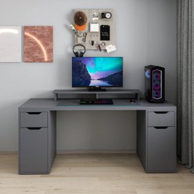 Resim Alen 180 Cm 2 Çekmeceli 2 Dolaplı Çalışma & Oyuncu Masası - Antrasit Siyah 