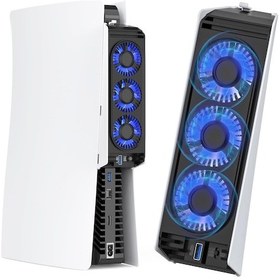 Resim Reedark Ps5 Soğutma Fanı Led Işıklı Optik/dijital Versiyon Uyumlu , Usb 3.0, Sessiz, 2 Hızlı, Beyaz+siyah 