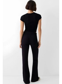 Resim Yuvarlak Yaka Dar Kesim Basıc Tshırt - Siyah 