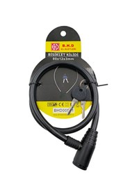 Resim Fixonic B.h.d Bhd00581 80cm 12x3mm Bisiklet Kilidi Pvc Kaplı Çelik Halat Anahtarlı Siyah 