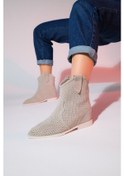 Resim Luvishoes Loivos Bej Süet Hakiki Deri Delikli Kadın Gizli Topuk Yazlık Bot Bej 