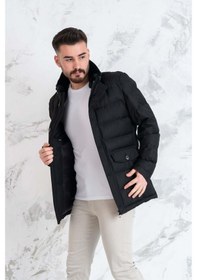 Resim Yaka Kürklü Regular Fit Erkek Şime Mont 
