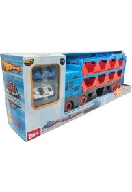 Resim Farbu Oyuncak Sürat Pistli Tır, 2 mt Pist Tek Kol Fırlatıcı 24 Araç Kapasiteli Taşıyıcı Tır, 2 Adet Araba Içerir 