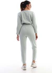 Resim Edelle Mint Kadın Eşofman Takımı Slim Fit Bisiklet Yaka Crop Pamuklu 