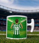 Resim Bk Gift Kişiye Özel Yeşil-beyaz Forma Tasarımlı Hammer Kulplu Beyaz Kupa Bardak, Arkadaşa Hediye, Sevgiliye Hediye, Taraftar Hediyesi Kobitmeyencom347 