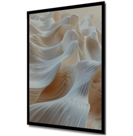 Resim Soyut Dalgalı Formlar Yağlı Boya Görünümlü Ahşap Ev,Antre,Salon,Ofis,Mutfak Tablo Çerçeve Görünümlü 4415- 70 X 50 