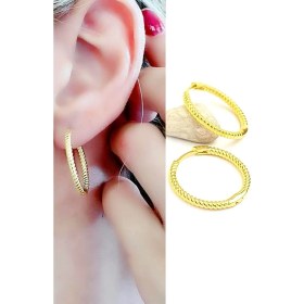 Resim Ose Shop 925 Ayar Gümüş Üzerine Altın Kaplama Burgu Halka Küpe 
