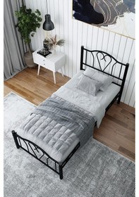 Resim Argimo Orkide Tek Kişilik Ferforje Siyah Metal Karyola 100x200 