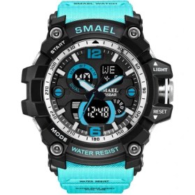 Resim Hanyang 1617C Açık Mavi Smael Erkekler Askeri Izle 50 M Su Geçirmez Kol Saati LED Kuvars Saat Erkek Relogios Masculino 1617 Dijital Spor Saatler Erkek (Yurt Dışından) 