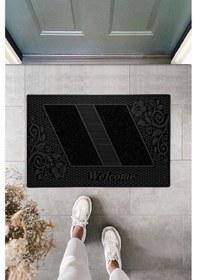 Resim Çiçekli Modeli Welcome Yazlı Kapı Önü Paspası Hoş Geldiniz 