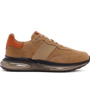 Resim Men's Beige Lace-Up Nubuck Leather Casual Sneaker Derimod