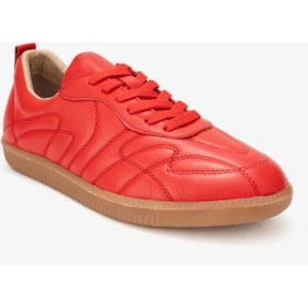 Resim Dericlub Kadın Düz Taban Bağcıklı Spor Ayakkabı Gerçek Deri Rc Zenit Kırmızı 