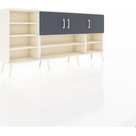 Resim Arges Konsol 9 Raflı 3 Kapaklı 176x30x83 Aytaşı-antrasit/aytaşı Antrasit/aytaşı 