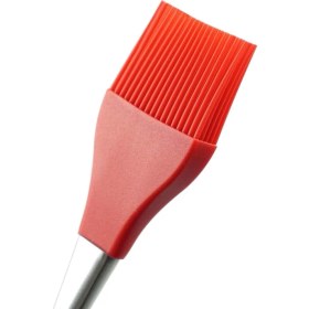 Resim Yumurta Fırçası Mutfak Fırçası Paslanmaz Saplı Sos Fırçası Hamur Fırçası Silikon Kırmızı 31.5 cm 