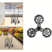 Resim 360° Dönebilen Ağır Hizmet Tipi Her Arazi Merdiven Çıkma Tekerleği - Ağır Hizmet Tipi Metal Konstrüksiyon, Alışveriş Arabaları, El Arabaları, Bavullar İçin 4 Tekerlekli Merdiven Çıkma Sistemi - Çoğu El Arabası ve Araba ile Uyumlu - Ev İçin İdeal 