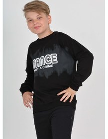 Resim Toontoy Kids Toontoy Erkek Çocuk Stance Baskılı Sweatshirt Siyah 