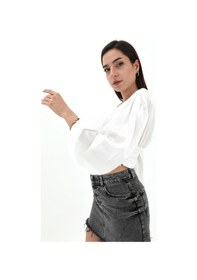 Resim Wpr Beli Drapeli Balon Kol Bluz - Ekru 