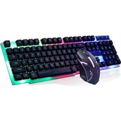 Resim Batcell Gaming Oyuncu Klavye Mouse Set, LED Işıklı Kablolu Oyuncu Klavyesi 