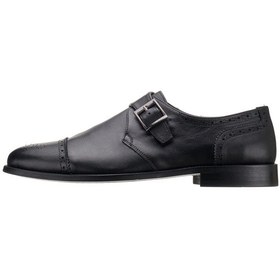 Resim 45-46-47-48-49-50 Numara Ayc71 Siyah Dana Derisi İç Dış %100 Deri Tokalı Erkek Klasik Ayakkabı Kundura Siyah Deri 