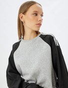 Resim Şardonlu Crop Oversize Sweatshirt Reglan Kollu Bisiklet Yaka Biyeli 